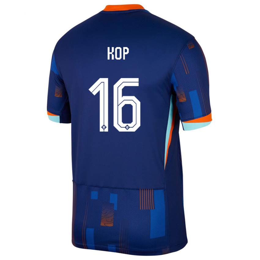 Herren Niederlande Lize Kop #16 Blau Auswärtstrikot Trikot 24-26 T-Shirt