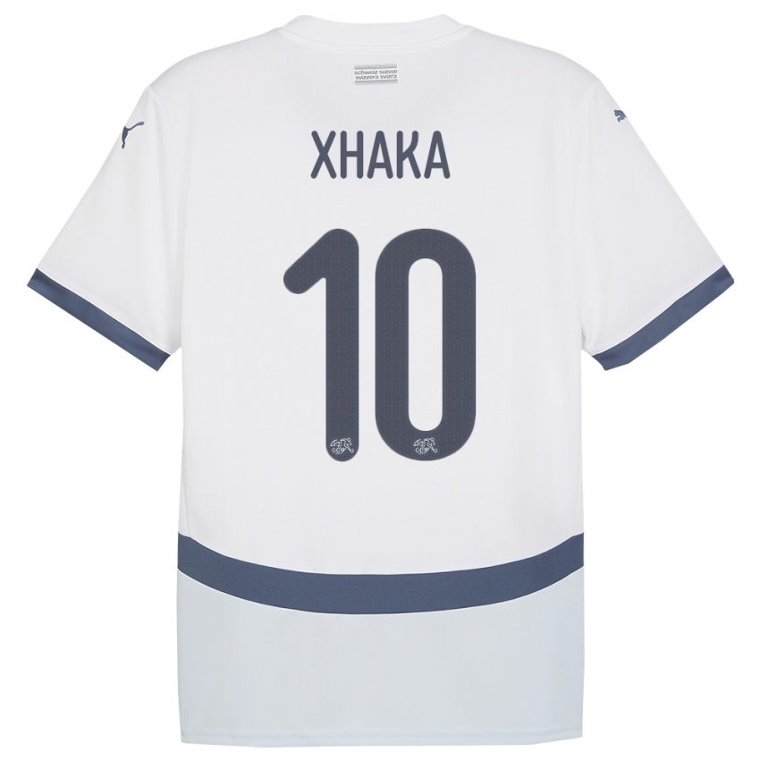 Herren Schweiz Granit Xhaka #10 Weiß Auswärtstrikot Trikot 24-26 T-Shirt