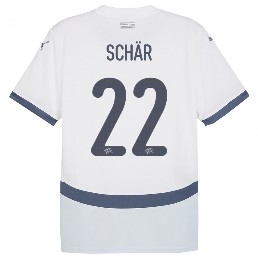 Herren Schweiz Fabian Schar #22 Weiß Auswärtstrikot Trikot 24-26 T-Shirt
