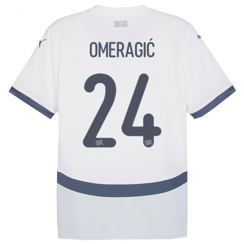 Herren Schweiz Becir Omeragic #24 Weiß Auswärtstrikot Trikot 24-26 T-Shirt