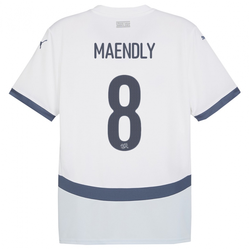 Herren Schweiz Sandy Maendly #8 Weiß Auswärtstrikot Trikot 24-26 T-Shirt