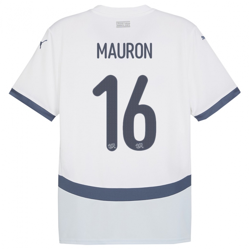 Herren Schweiz Sandrine Mauron #16 Weiß Auswärtstrikot Trikot 24-26 T-Shirt
