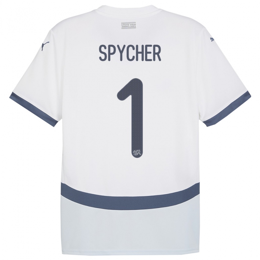 Herren Schweiz Tim Spycher #1 Weiß Auswärtstrikot Trikot 24-26 T-Shirt