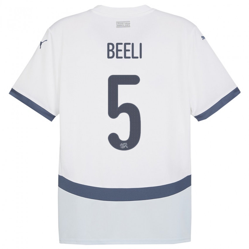 Herren Schweiz Mischa Beeli #5 Weiß Auswärtstrikot Trikot 24-26 T-Shirt