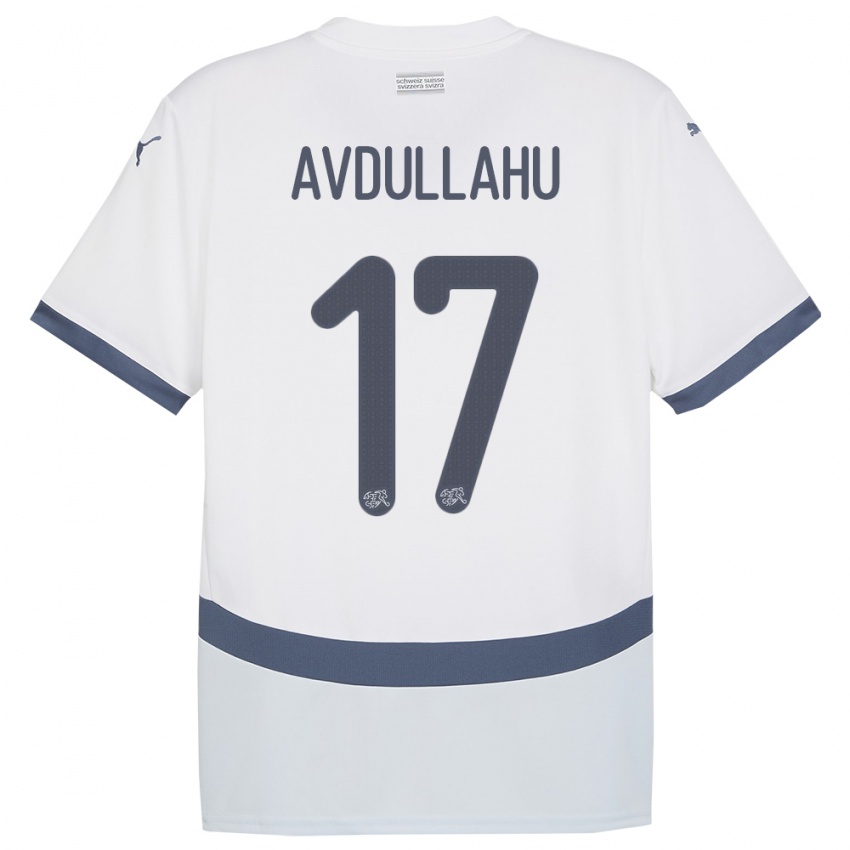 Herren Schweiz Leon Avdullahu #17 Weiß Auswärtstrikot Trikot 24-26 T-Shirt
