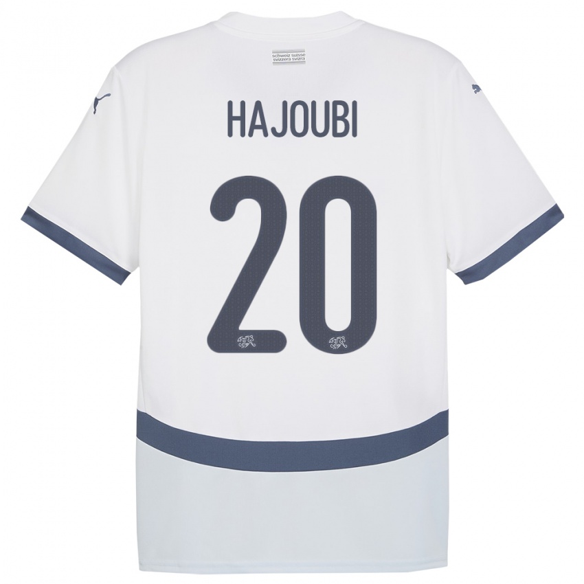 Herren Schweiz Amin Hajoubi #20 Weiß Auswärtstrikot Trikot 24-26 T-Shirt
