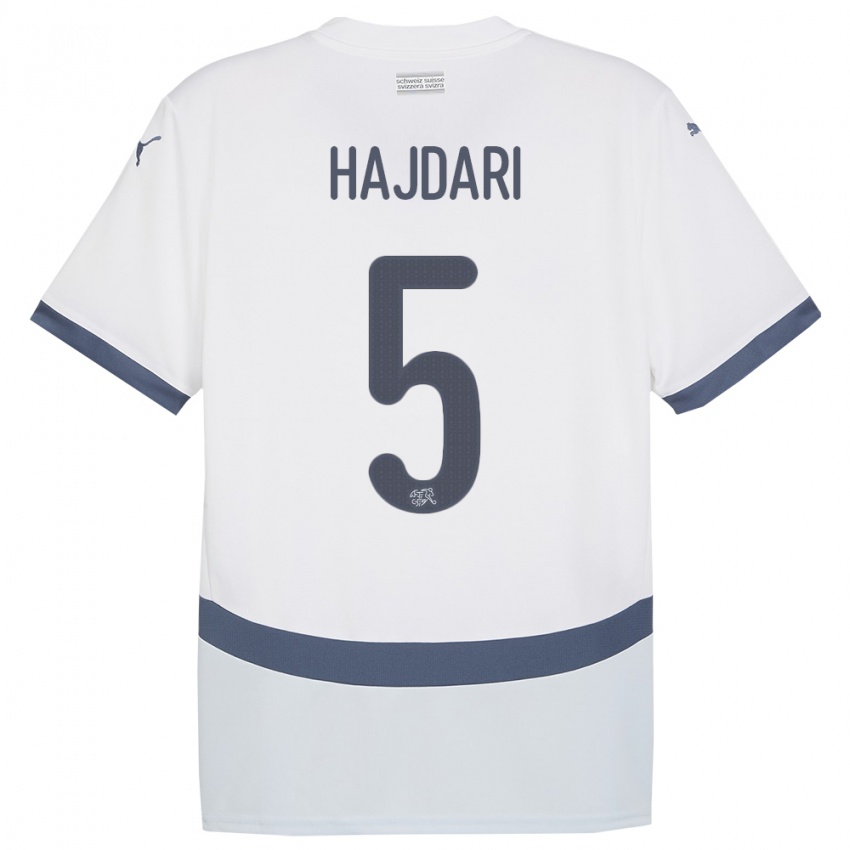 Herren Schweiz Albian Hajdari #5 Weiß Auswärtstrikot Trikot 24-26 T-Shirt