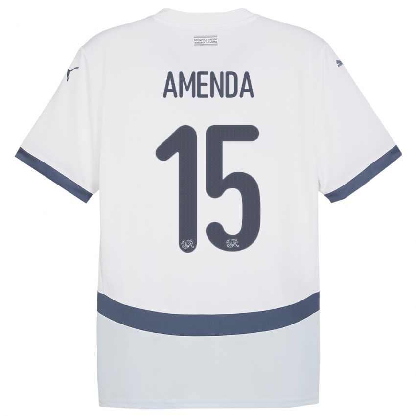 Herren Schweiz Aurele Amenda #15 Weiß Auswärtstrikot Trikot 24-26 T-Shirt