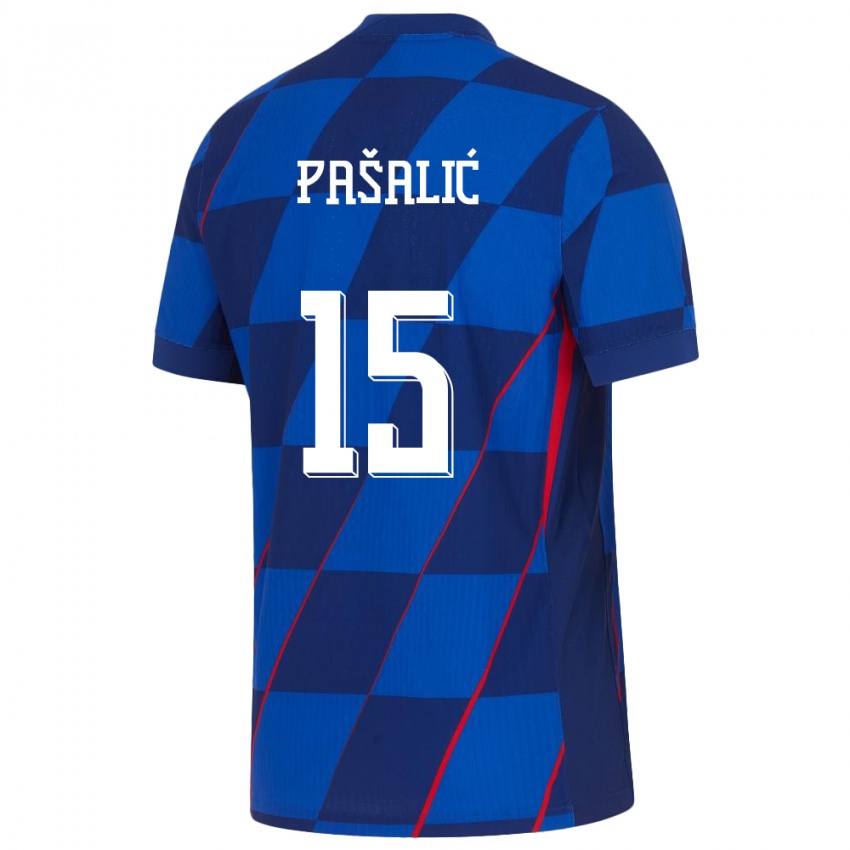 Herren Kroatien Mario Pasalic #15 Blau Auswärtstrikot Trikot 24-26 T-Shirt