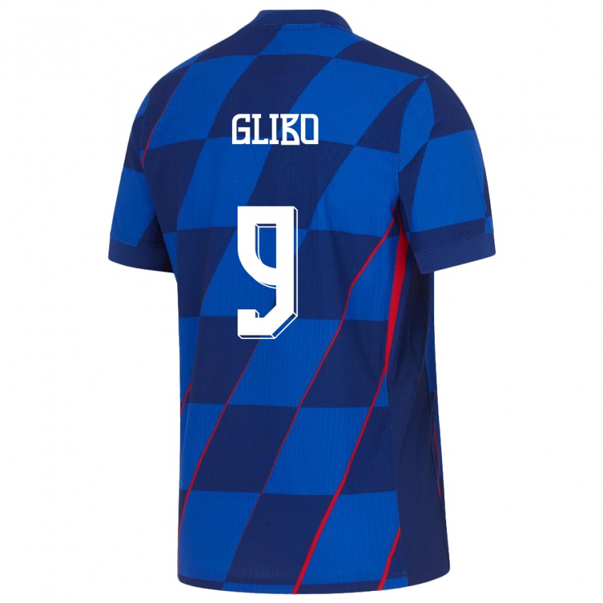 Herren Kroatien Andrea Glibo #9 Blau Auswärtstrikot Trikot 24-26 T-Shirt