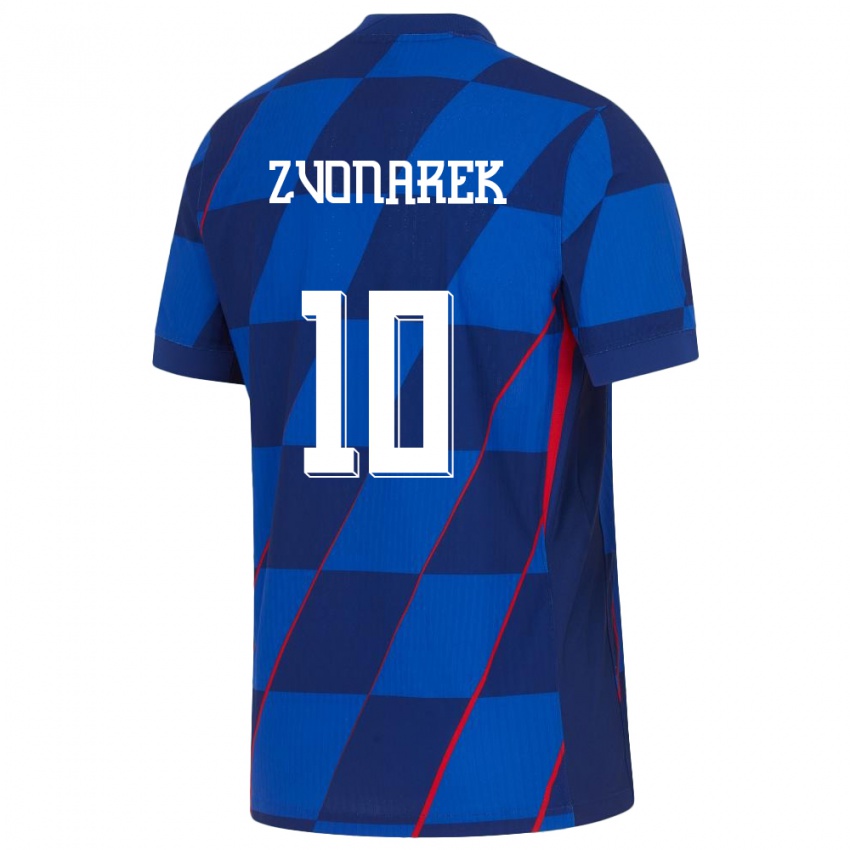 Herren Kroatien Lovro Zvonarek #10 Blau Auswärtstrikot Trikot 24-26 T-Shirt