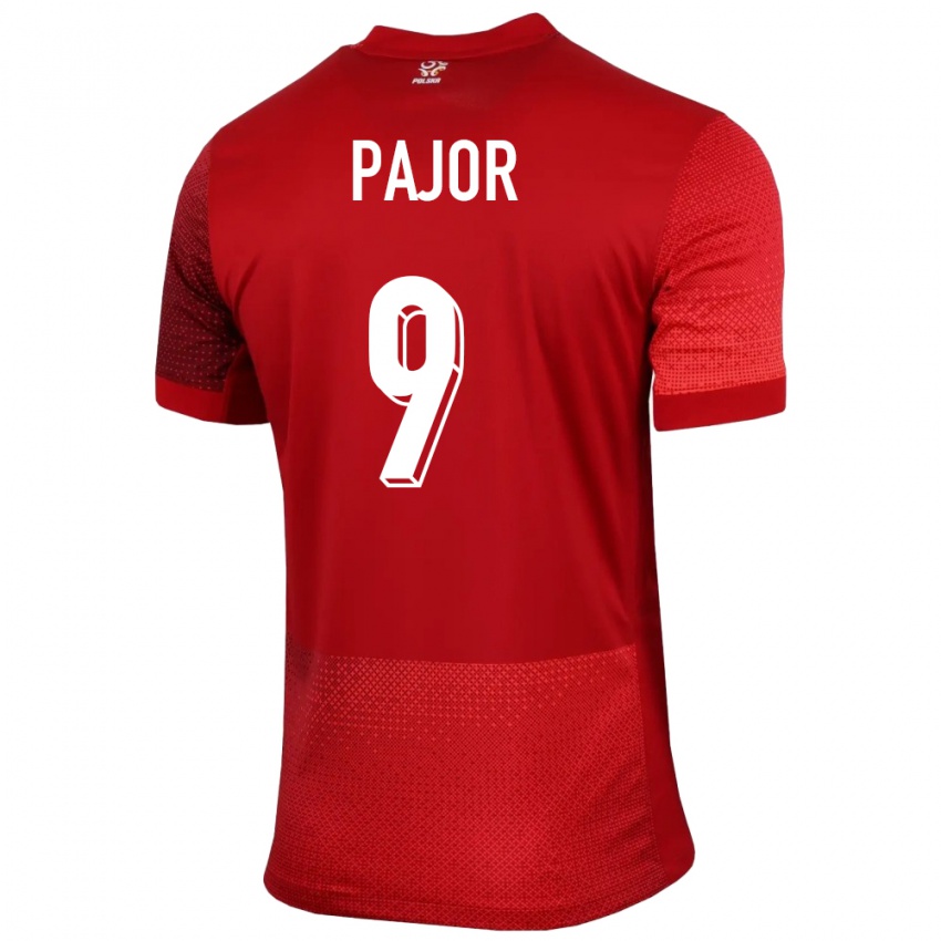 Herren Polen Ewa Pajor #9 Rot Auswärtstrikot Trikot 24-26 T-Shirt