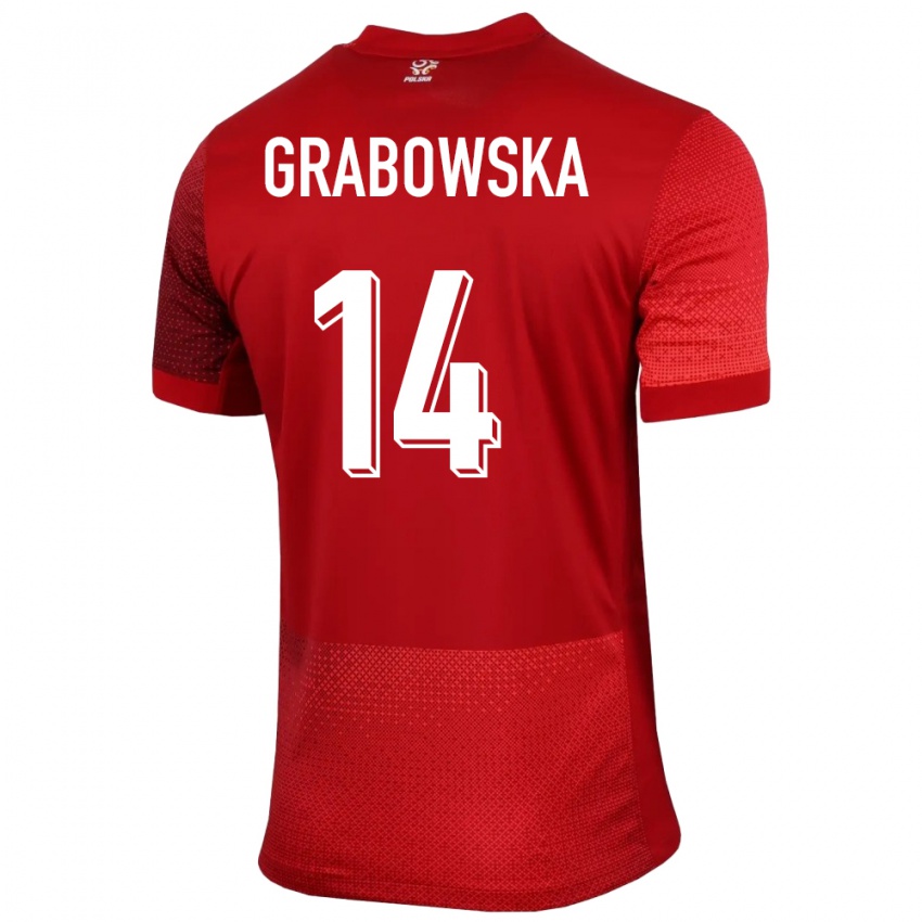 Herren Polen Dominika Grabowska #14 Rot Auswärtstrikot Trikot 24-26 T-Shirt