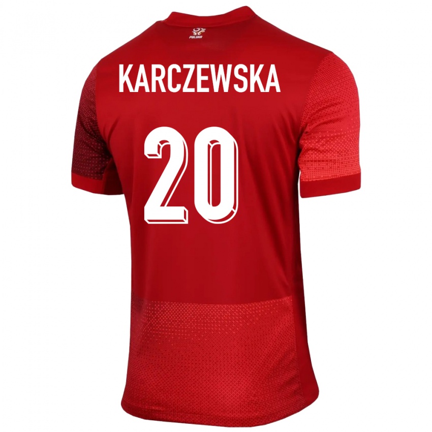 Herren Polen Nikola Karczewska #20 Rot Auswärtstrikot Trikot 24-26 T-Shirt