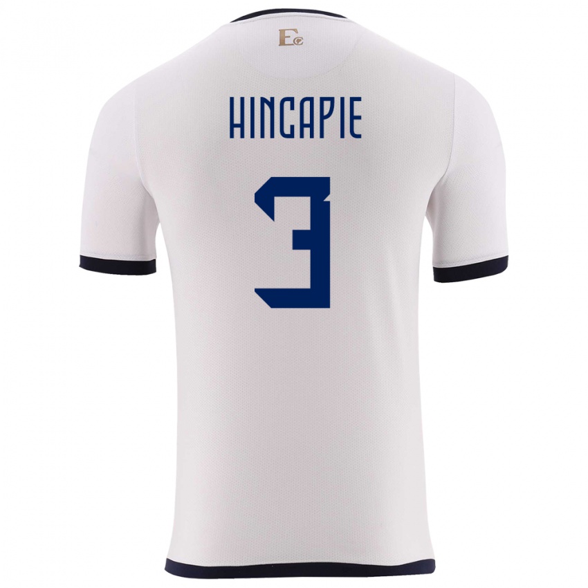 Herren Ecuador Piero Hincapie #3 Weiß Auswärtstrikot Trikot 24-26 T-Shirt