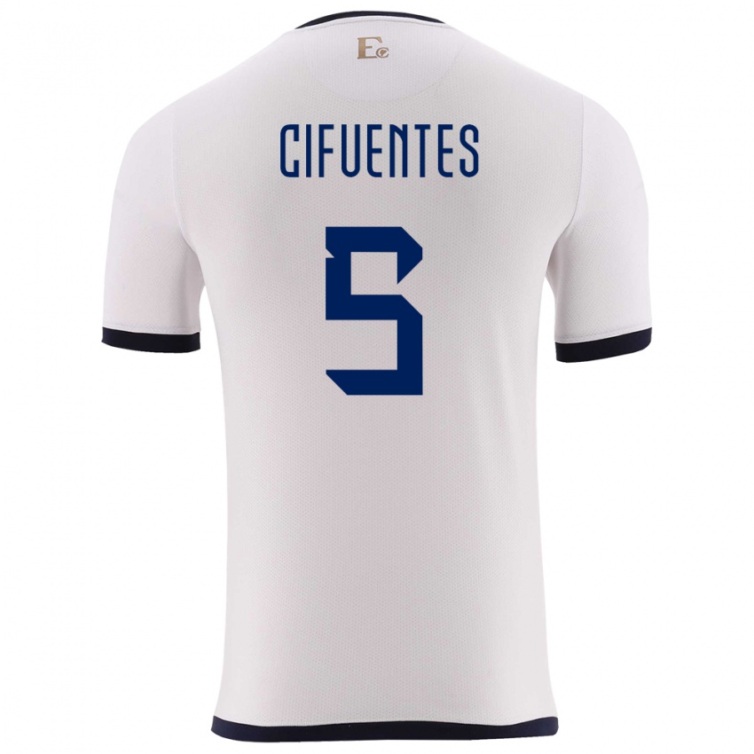 Herren Ecuador Jose Cifuentes #5 Weiß Auswärtstrikot Trikot 24-26 T-Shirt