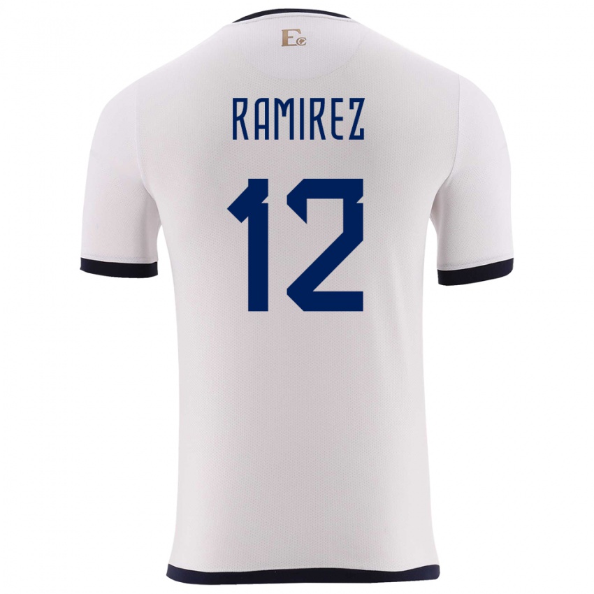 Herren Ecuador Moises Ramirez #12 Weiß Auswärtstrikot Trikot 24-26 T-Shirt