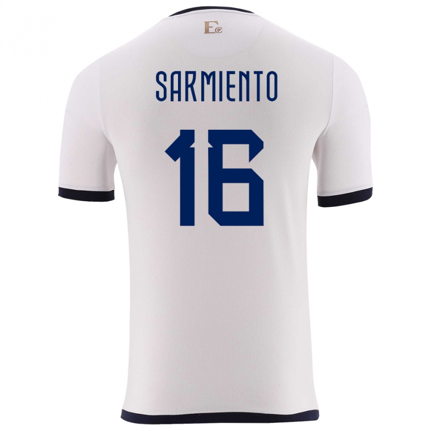 Herren Ecuador Jeremy Sarmiento #16 Weiß Auswärtstrikot Trikot 24-26 T-Shirt