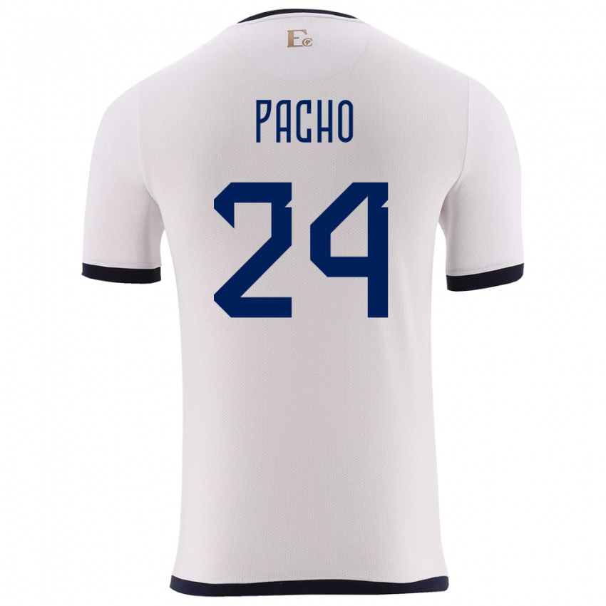 Herren Ecuador William Pacho #24 Weiß Auswärtstrikot Trikot 24-26 T-Shirt