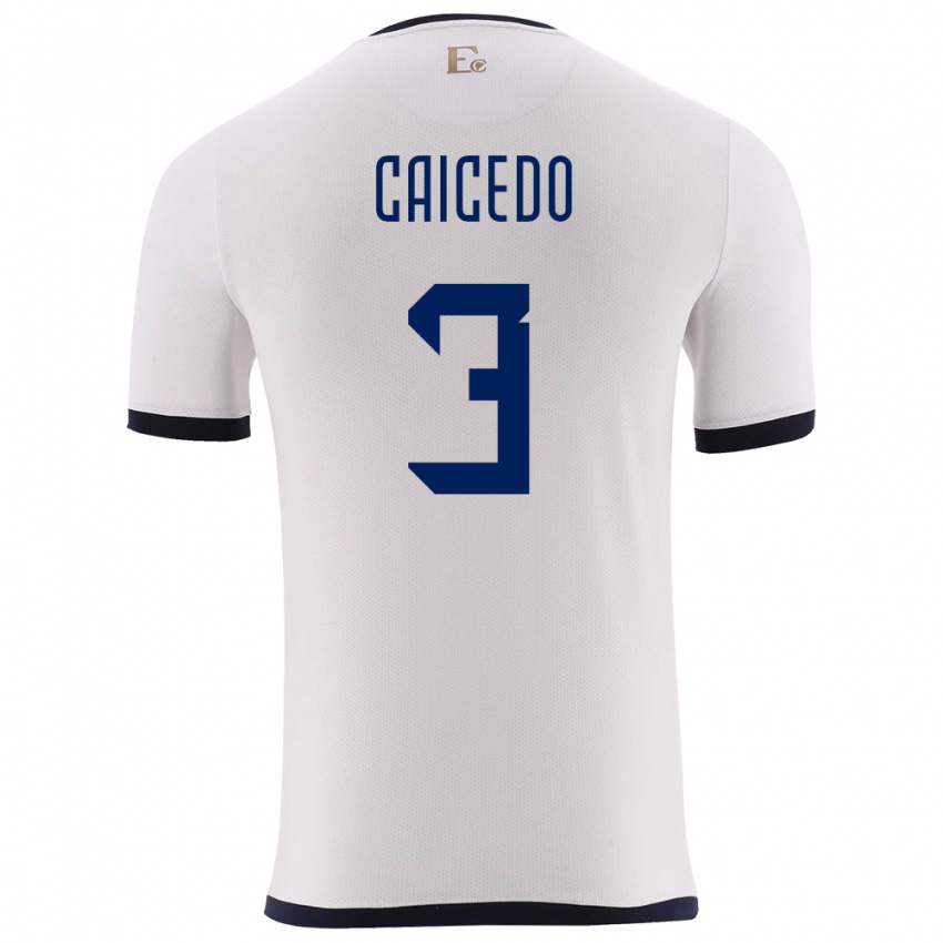 Herren Ecuador Jessy Caicedo #3 Weiß Auswärtstrikot Trikot 24-26 T-Shirt