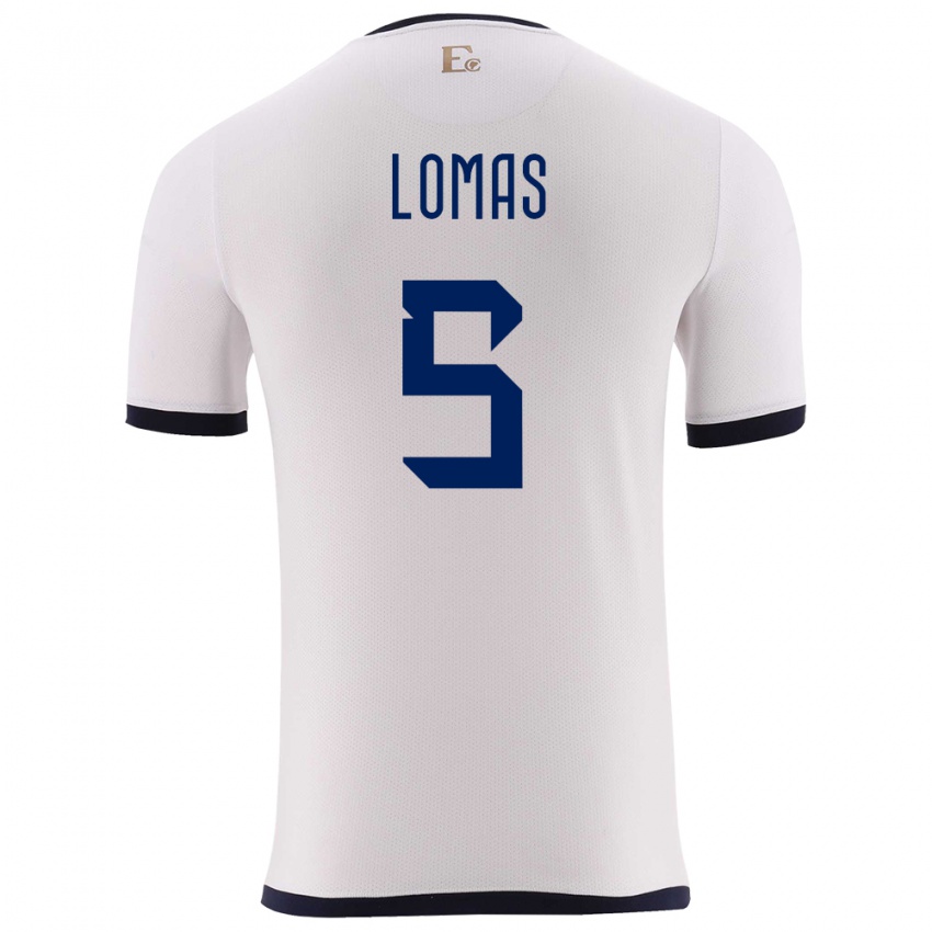 Herren Ecuador Ariana Lomas #5 Weiß Auswärtstrikot Trikot 24-26 T-Shirt
