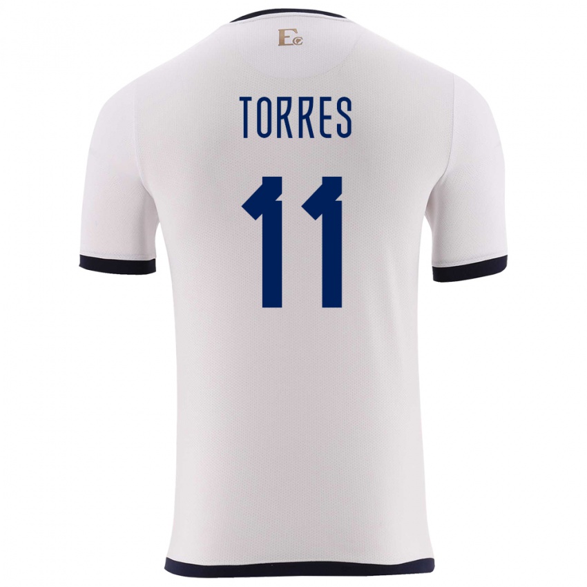 Herren Ecuador Ambar Torres #11 Weiß Auswärtstrikot Trikot 24-26 T-Shirt