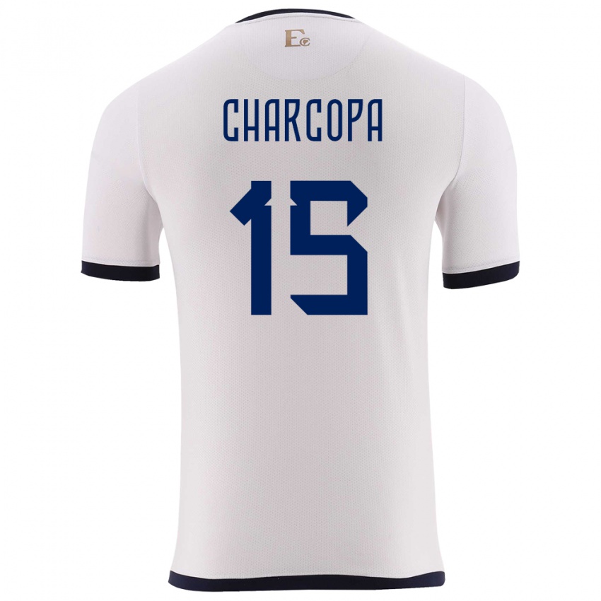 Herren Ecuador Nicole Charcopa #15 Weiß Auswärtstrikot Trikot 24-26 T-Shirt