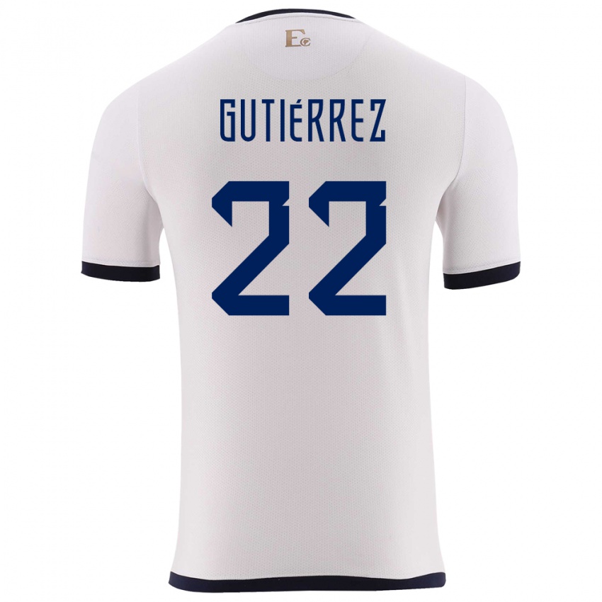 Herren Ecuador Melanie Gutierrez #22 Weiß Auswärtstrikot Trikot 24-26 T-Shirt