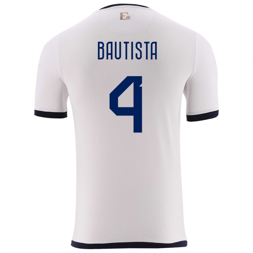 Herren Ecuador Davis Bautista #4 Weiß Auswärtstrikot Trikot 24-26 T-Shirt