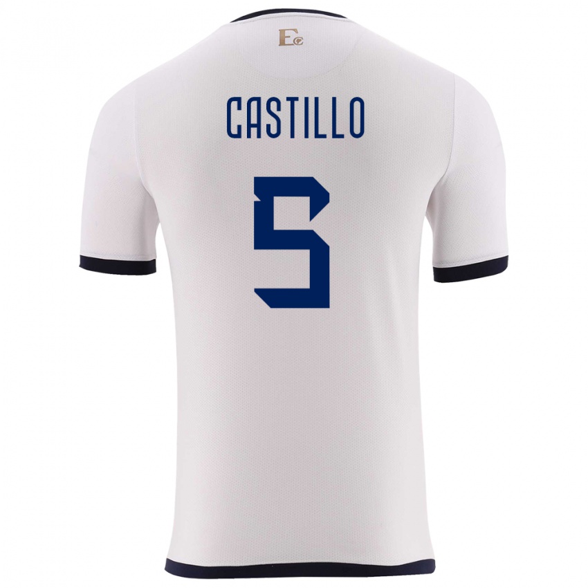 Herren Ecuador Denil Castillo #5 Weiß Auswärtstrikot Trikot 24-26 T-Shirt