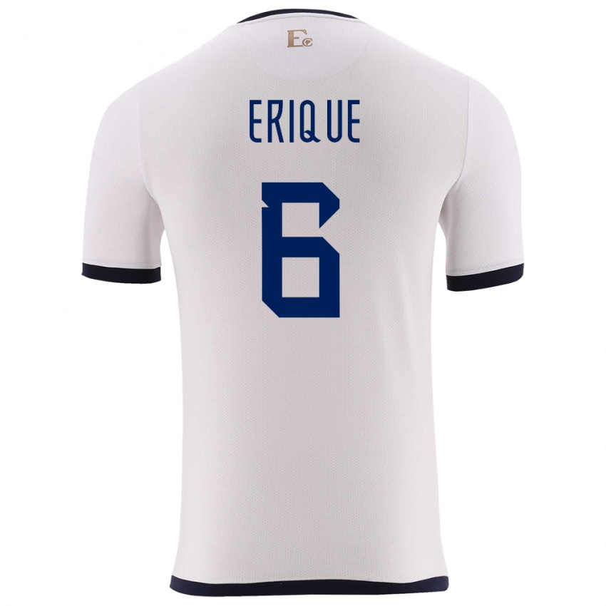 Herren Ecuador Yeltzin Erique #6 Weiß Auswärtstrikot Trikot 24-26 T-Shirt