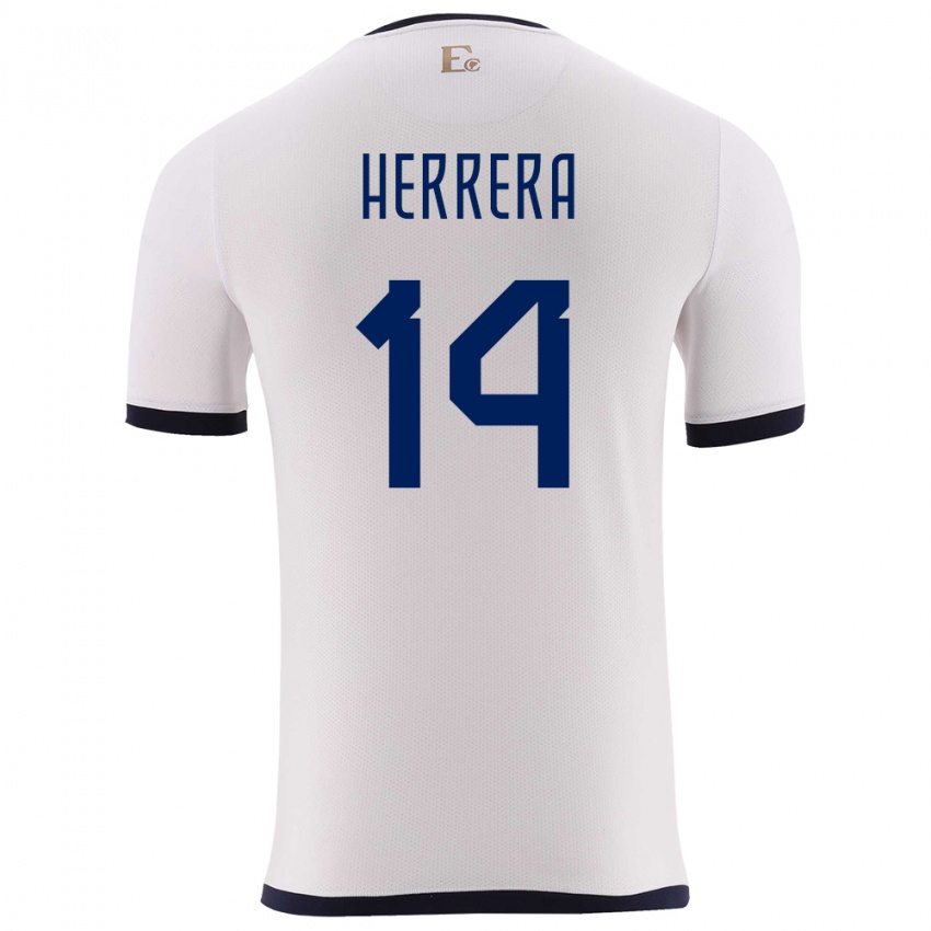 Herren Ecuador Orlando Herrera #14 Weiß Auswärtstrikot Trikot 24-26 T-Shirt