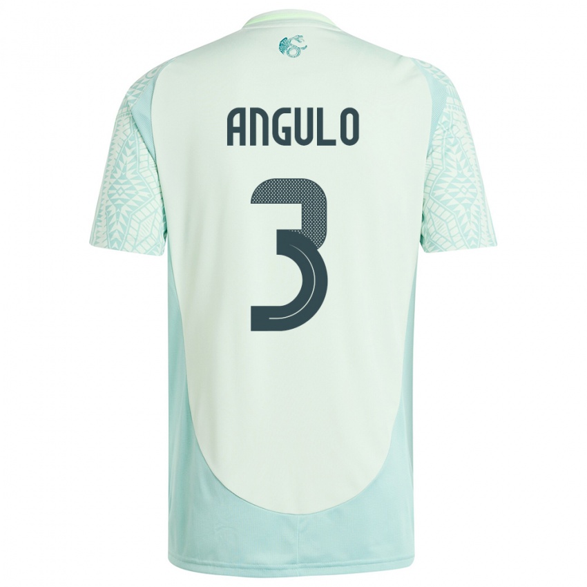 Herren Mexiko Jesus Angulo #3 Leinengrün Auswärtstrikot Trikot 24-26 T-Shirt