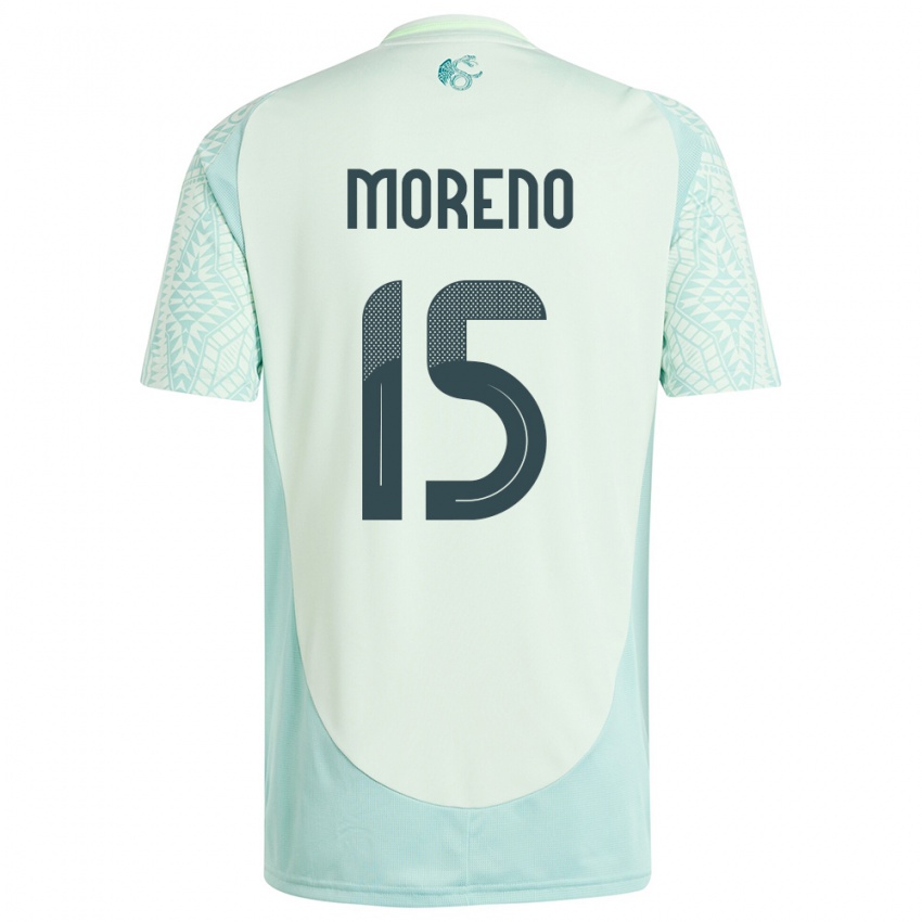 Herren Mexiko Hector Moreno #15 Leinengrün Auswärtstrikot Trikot 24-26 T-Shirt