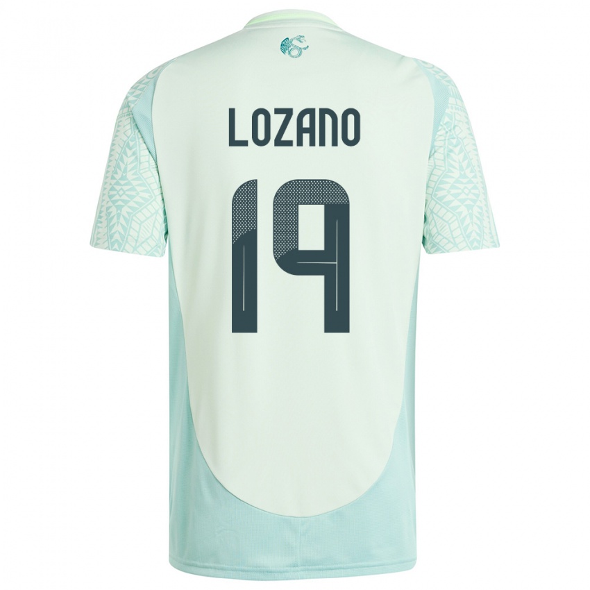Herren Mexiko Esteban Lozano #19 Leinengrün Auswärtstrikot Trikot 24-26 T-Shirt