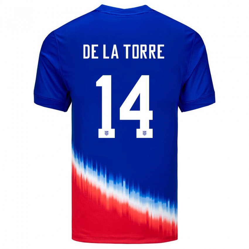 Herren Vereinigte Staaten Luca De La Torre #14 Blau Auswärtstrikot Trikot 24-26 T-Shirt