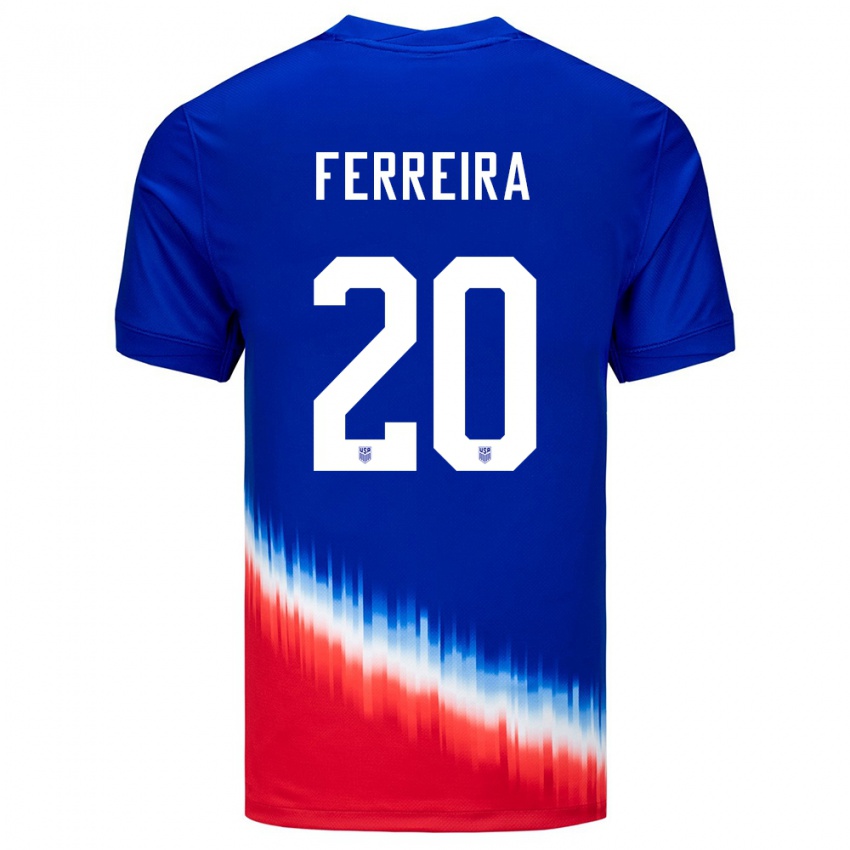 Herren Vereinigte Staaten Jesus Ferreira #20 Blau Auswärtstrikot Trikot 24-26 T-Shirt