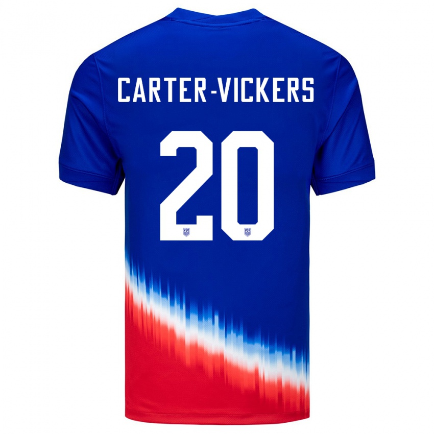 Herren Vereinigte Staaten Cameron Carter-Vickers #20 Blau Auswärtstrikot Trikot 24-26 T-Shirt