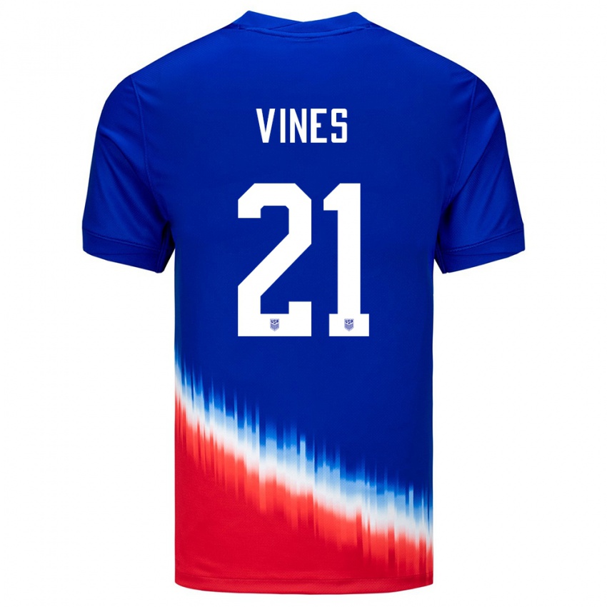 Herren Vereinigte Staaten Sam Vines #21 Blau Auswärtstrikot Trikot 24-26 T-Shirt