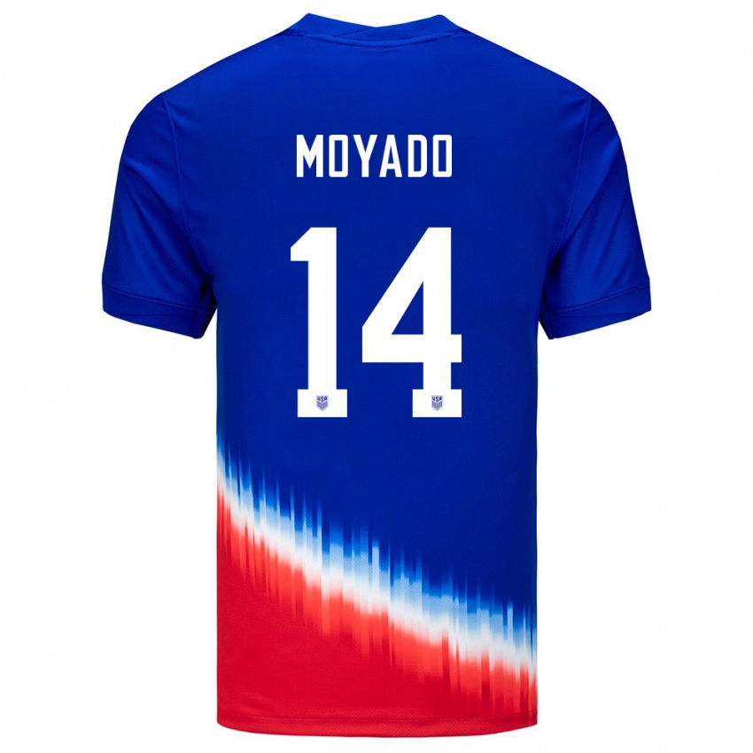 Herren Vereinigte Staaten Bryan Moyado #14 Blau Auswärtstrikot Trikot 24-26 T-Shirt