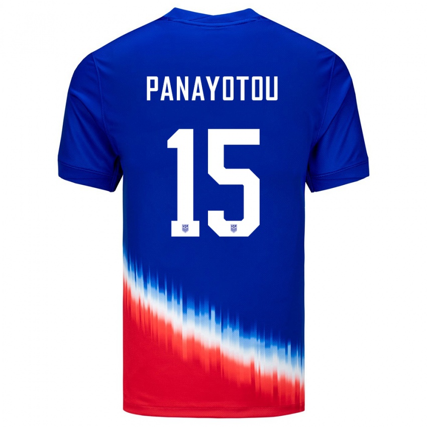 Herren Vereinigte Staaten Jack Panayotou #15 Blau Auswärtstrikot Trikot 24-26 T-Shirt