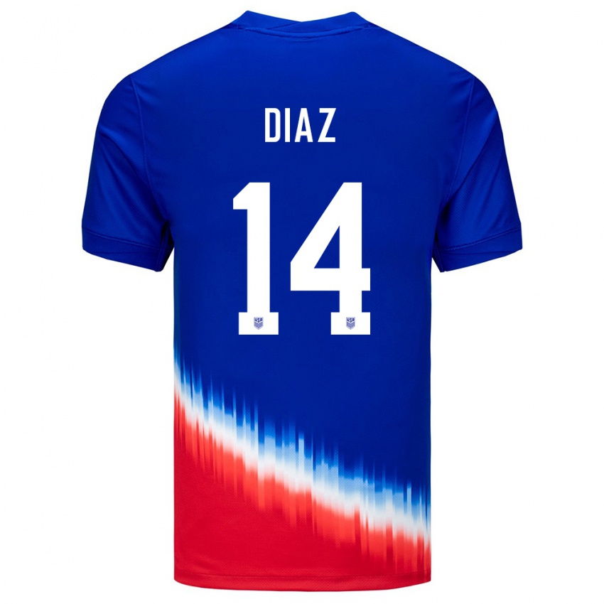 Herren Vereinigte Staaten Christian Diaz #14 Blau Auswärtstrikot Trikot 24-26 T-Shirt