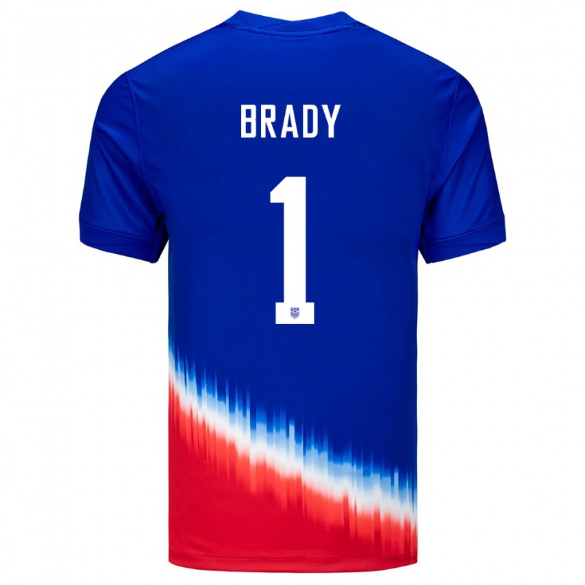 Herren Vereinigte Staaten Chris Brady #1 Blau Auswärtstrikot Trikot 24-26 T-Shirt