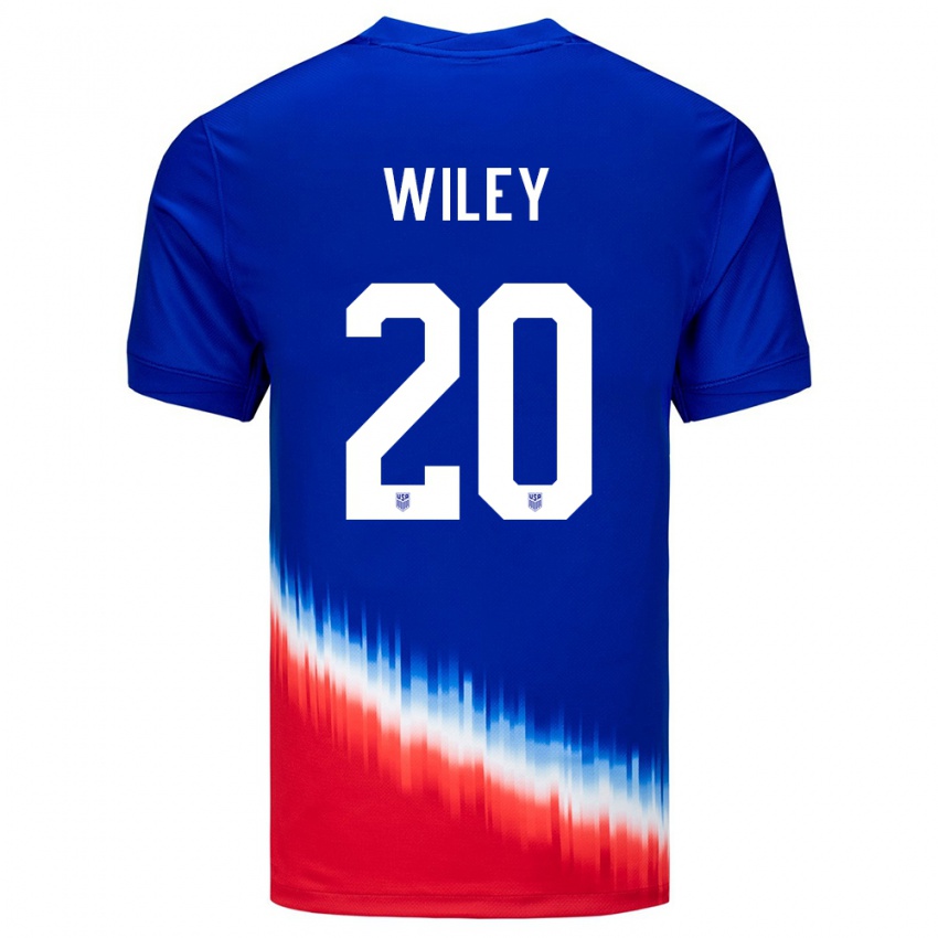 Herren Vereinigte Staaten Caleb Wiley #20 Blau Auswärtstrikot Trikot 24-26 T-Shirt