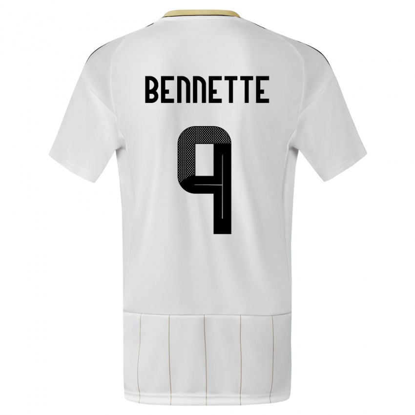Herren Costa Rica Jewison Bennette #9 Weiß Auswärtstrikot Trikot 24-26 T-Shirt