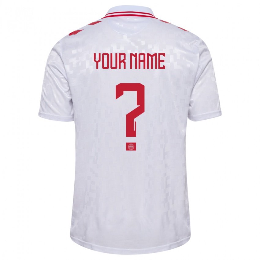 Herren Dänemark Ihren Namen #0 Weiß Auswärtstrikot Trikot 24-26 T-Shirt