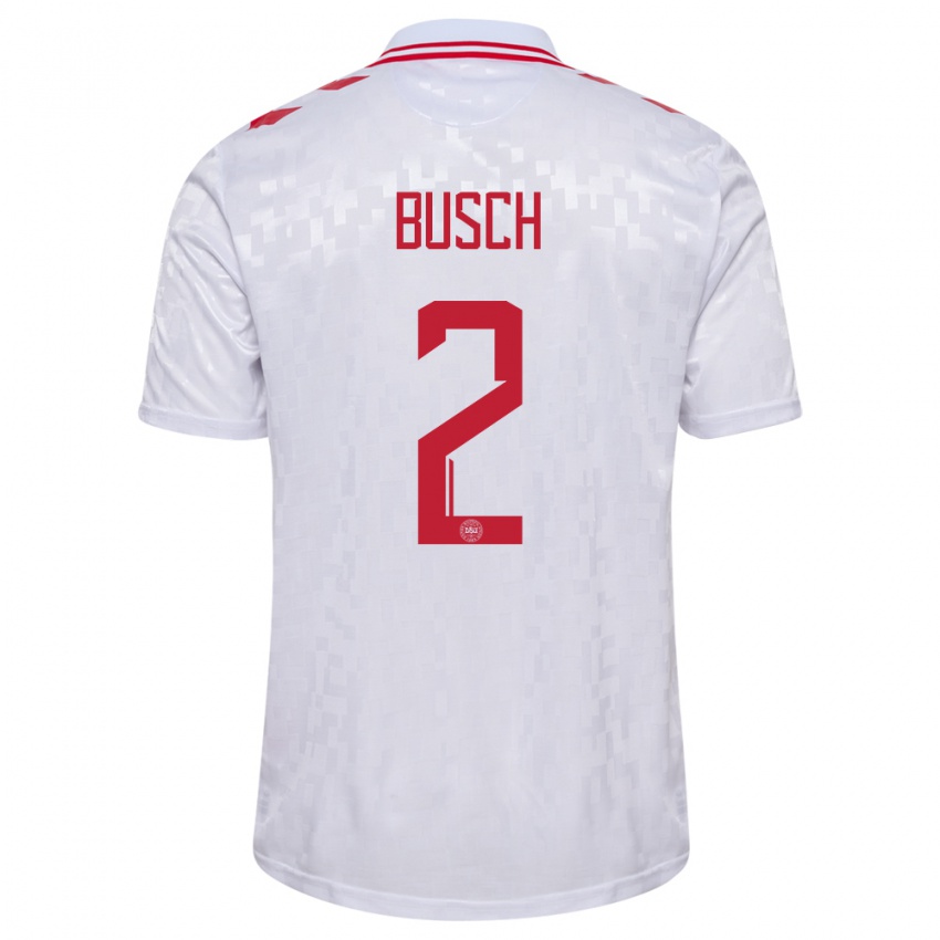 Herren Dänemark Alexander Busch #2 Weiß Auswärtstrikot Trikot 24-26 T-Shirt
