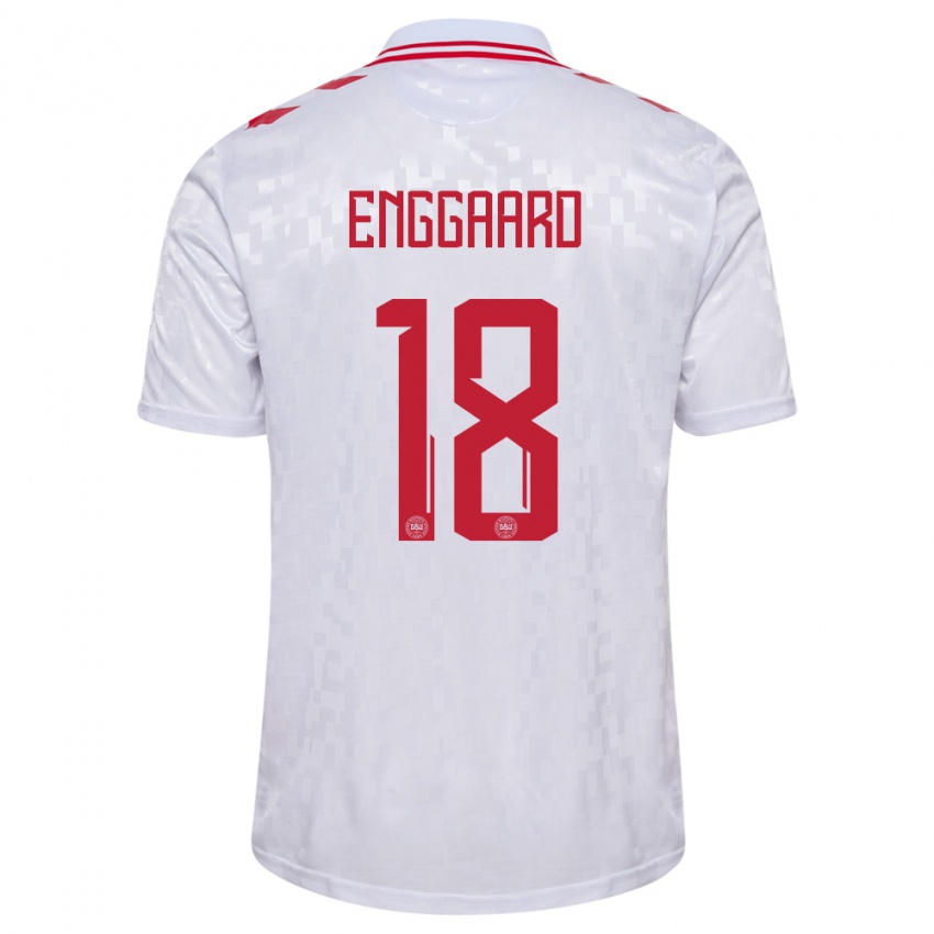 Herren Dänemark Mads Enggaard #18 Weiß Auswärtstrikot Trikot 24-26 T-Shirt