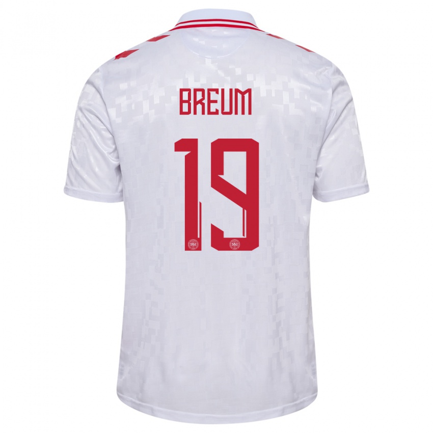 Herren Dänemark Jakob Breum #19 Weiß Auswärtstrikot Trikot 24-26 T-Shirt