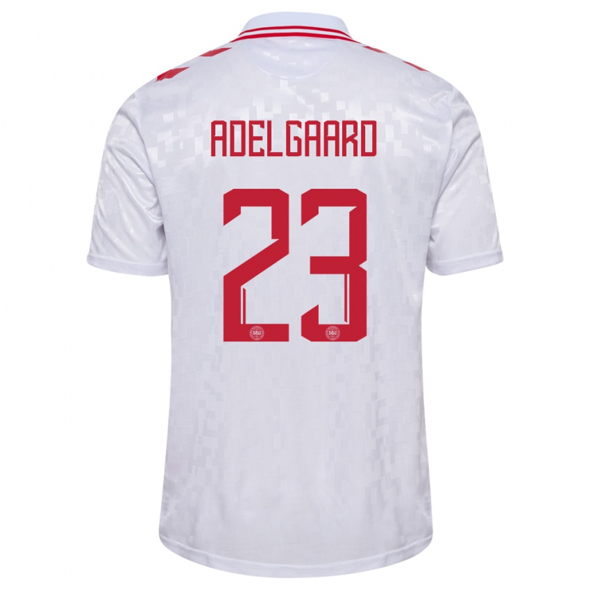 Herren Dänemark Aske Adelgaard #23 Weiß Auswärtstrikot Trikot 24-26 T-Shirt